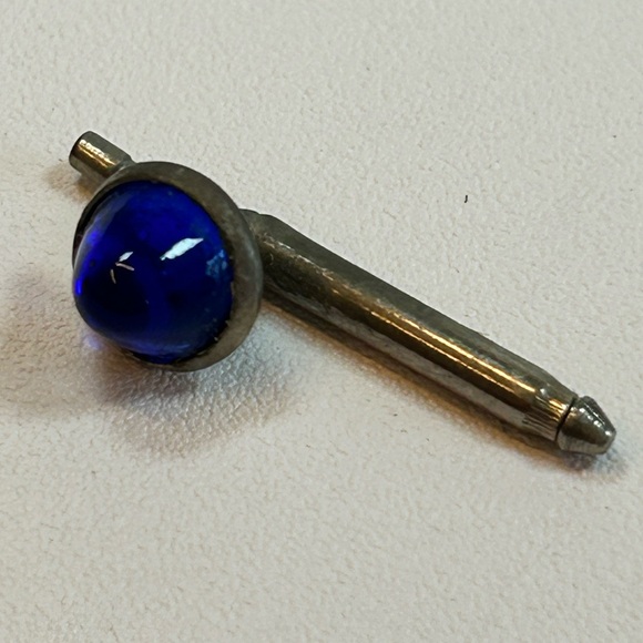 Vintage Two Pairs + Cobalt Blue Glass Chain Link Cufflinks Domed Art Deco - Picture 5 of 8